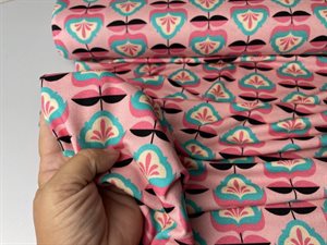 Viscosejersey - fineste mønster i lyserød og pink
